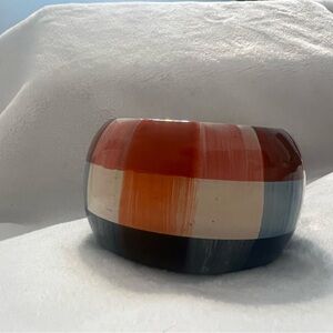Checkered blue, orange and White Bangle